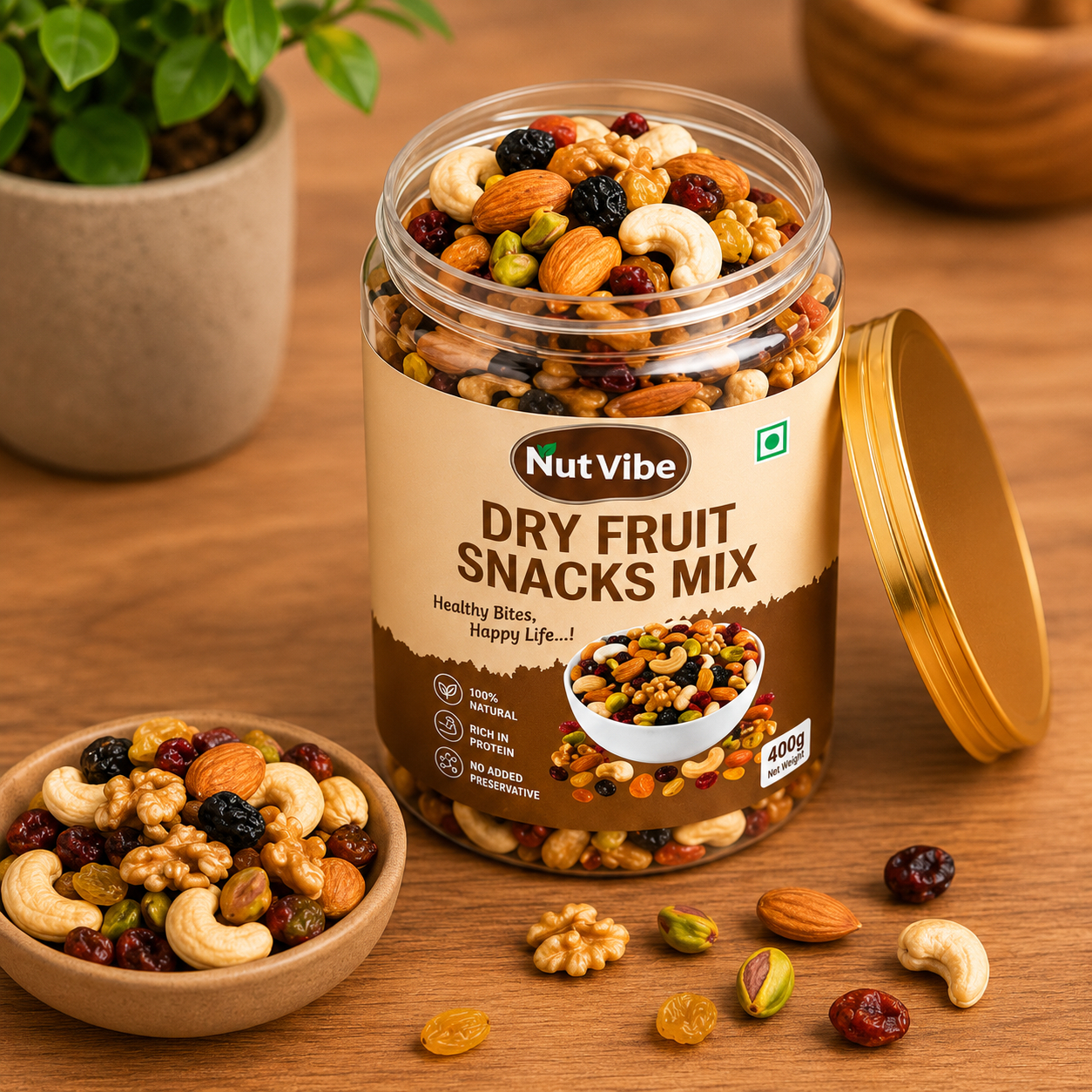 Healthy Mixed Nuts & Dried Fruits | Rich in Protein | 100% Natural | 400g - Image 2