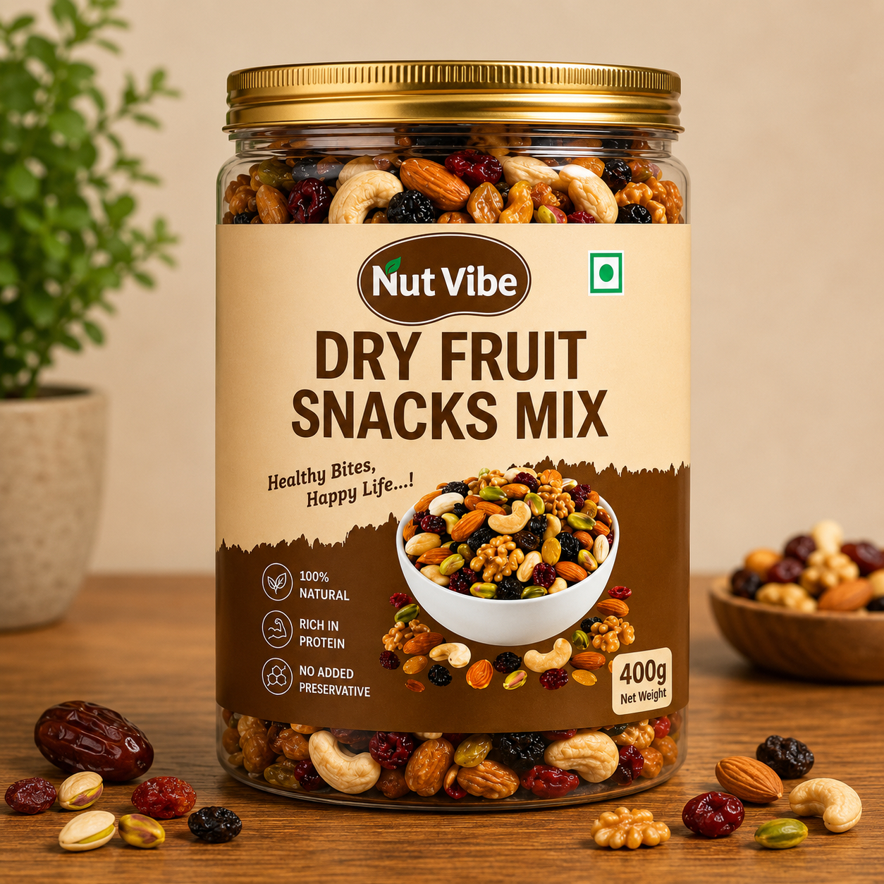 Healthy Mixed Nuts & Dried Fruits | Rich in Protein | 100% Natural | 400g