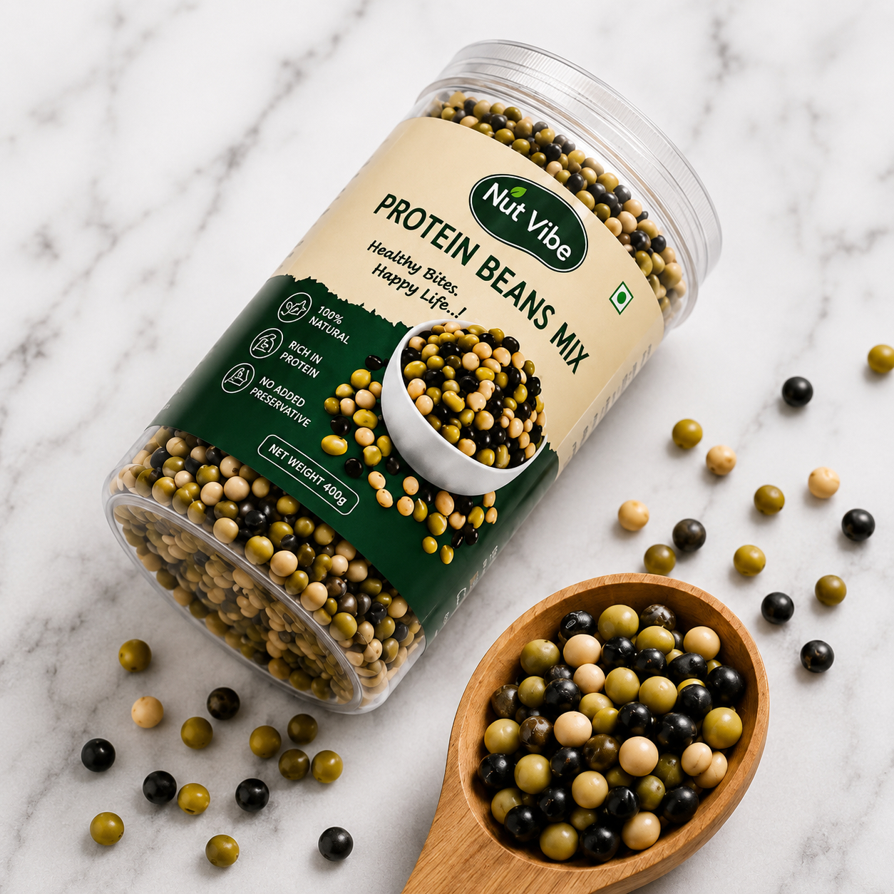 NutVibe Premium Mixed Roasted Protein Beans | 100% Natural | 400g - Image 2