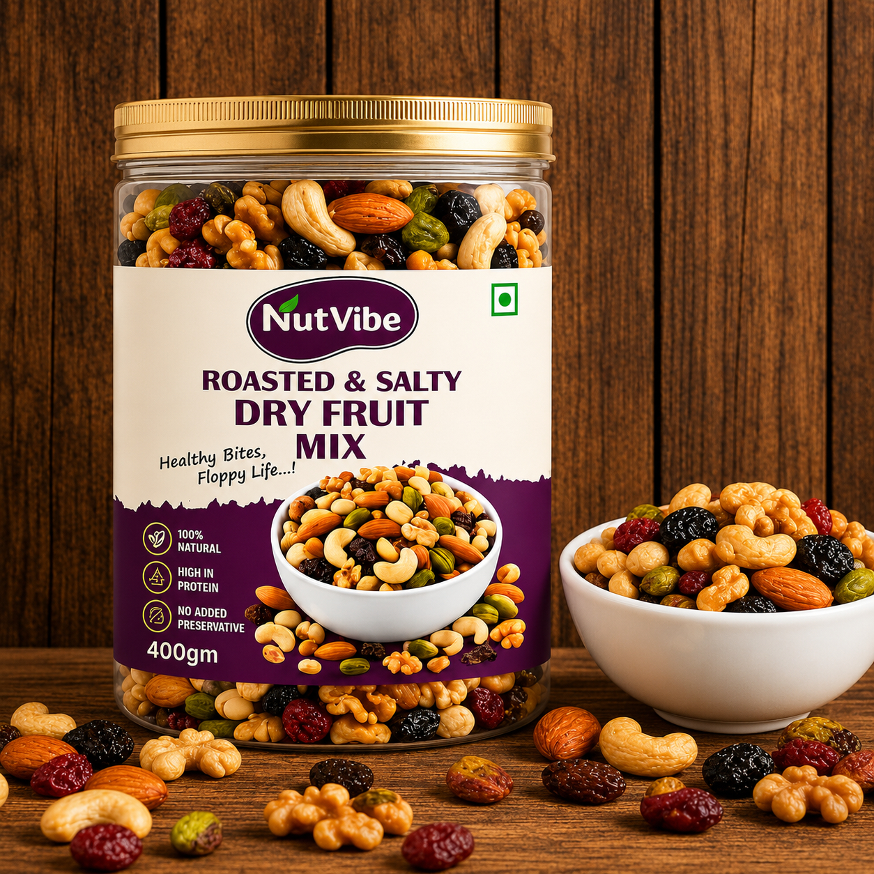 Premium Roasted Mixed Nuts & Dried Fruits | High Protein | No Added Preservatives | 400g - Image 2