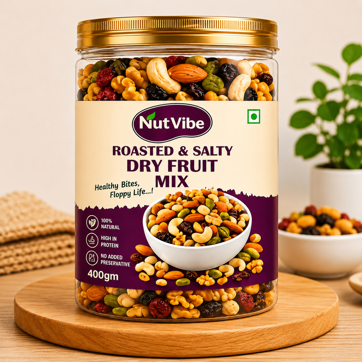 Premium Roasted Mixed Nuts & Dried Fruits | High Protein | No Added Preservatives | 400g