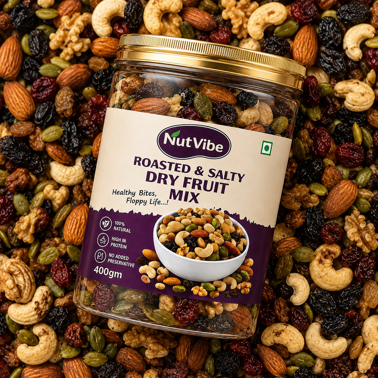 Premium Roasted Mixed Nuts & Dried Fruits | High Protein | No Added Preservatives | 400g - Image 3